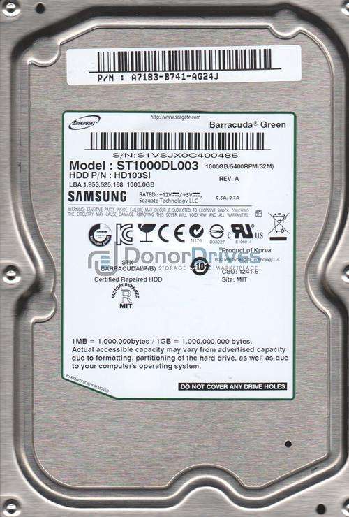 SAMSUNG  1TB SATA Drive 3.5"