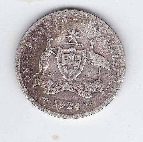 AUSTRALIA FLORIN 1924 SILVER.925