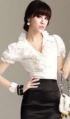 Fashion lace collar shirt S1018 White S/M/L