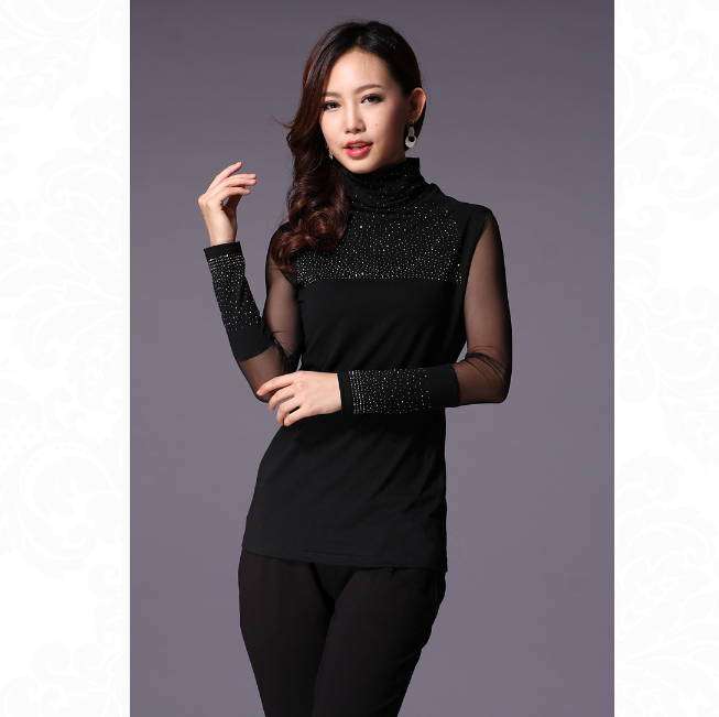 Wild stretch hot drilled primer shirt (M-2XL) M8021 Black M/L/XL/XXL