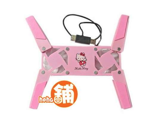 USB 2 Fans Hello kitty Mini Folding Notebook Blue light Cooler