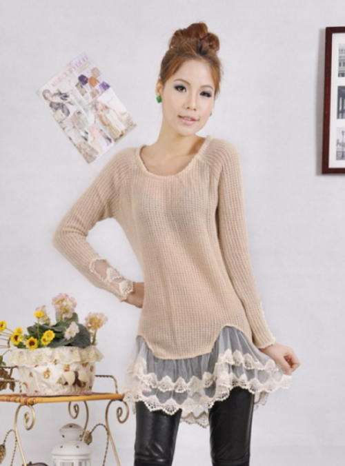 The new spring 2012 Elegant and stylish lace dresses 8019 Beige OneSize