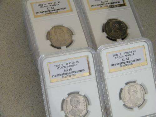 10 x 2000 Nelson Mandela graded AU55 - Bid per Coin