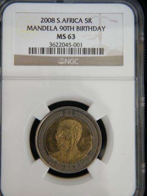 3 X NGC GRADED Nelson Mandela "90th Birtday" Bi-Metal R5 graded MS63