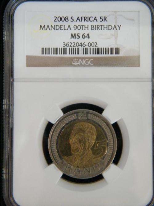 3 X NGC GRADED Nelson Mandela "90th Birtday" Bi-Metal R5 graded MS64