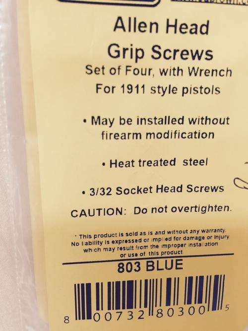 Grip screws for 1911 Colt and clones