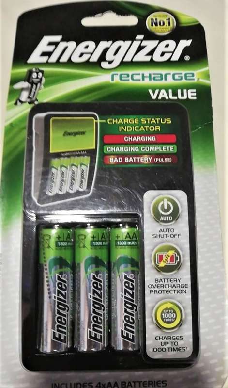Energizer Recharge Value Charger with AA Rechargeable Batteries (1300mAh)(4 Pack)