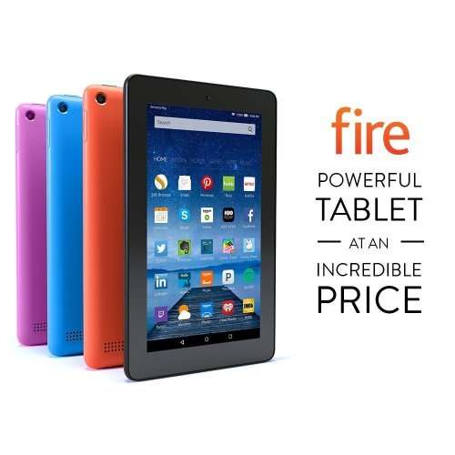 Amazon Kindle Fire 7" Tablet (2015 model, 16GB, 171ppi, Wi-Fi) - INCLUDES SMART COVER