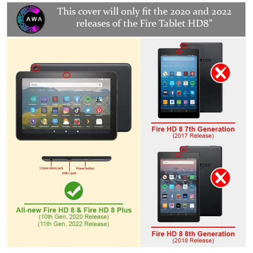 CAWA Slim smart case/cover for Amazon Fire HD8 or HD10 Tablet