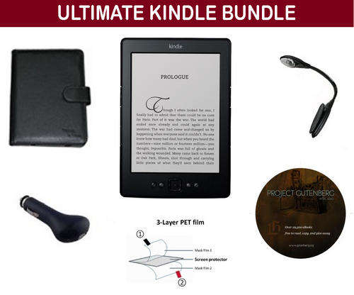 Amazon Kindle (Wi-Fi) Ultimate Bundle : Kindle + Cover + Charger + Clip-On Light + Screen Protector