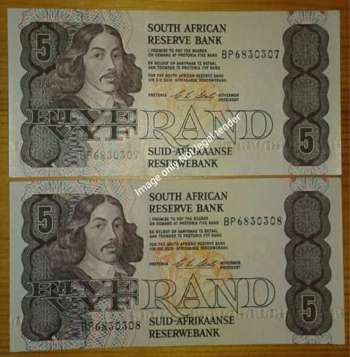 Lot of x2 consecutive C.L Stals R5 notes (Uncirculated)