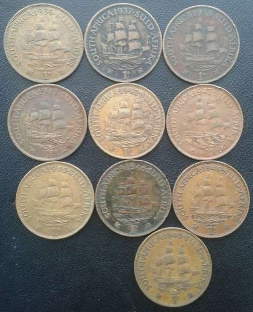 Lot of x10 union pennies (1935-1949)