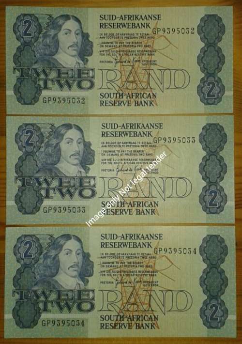 Set of x3 nice 1980's uncirculated R2 notes (consecutive)