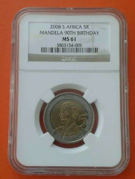 Scarcer 2008 Mandela 90th bday R5 NGC MS61 (Only 916 in this grade)