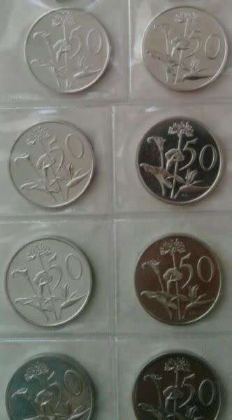 Set of 10 proof nickel 50c coins (1970-1982)