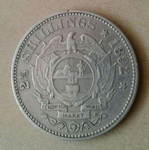 Scarcer 1892 ZAR Kruger silver 2 1/2 Shillings in VF