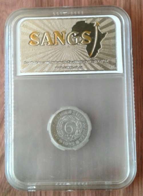 High grade 1923 union silver sixpence SANGS AU53 (1st issue)