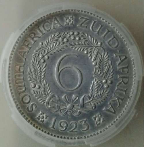 High grade 1923 union silver sixpence SANGS AU53 (1st issue)