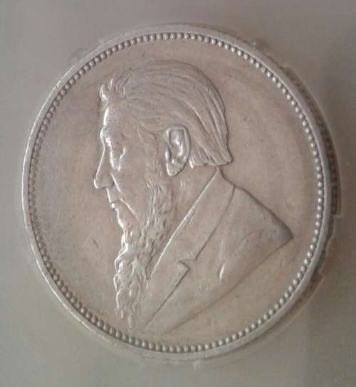 Higher grade 1897 ZAR Kruger 2 Shillings SANGS graded AU50