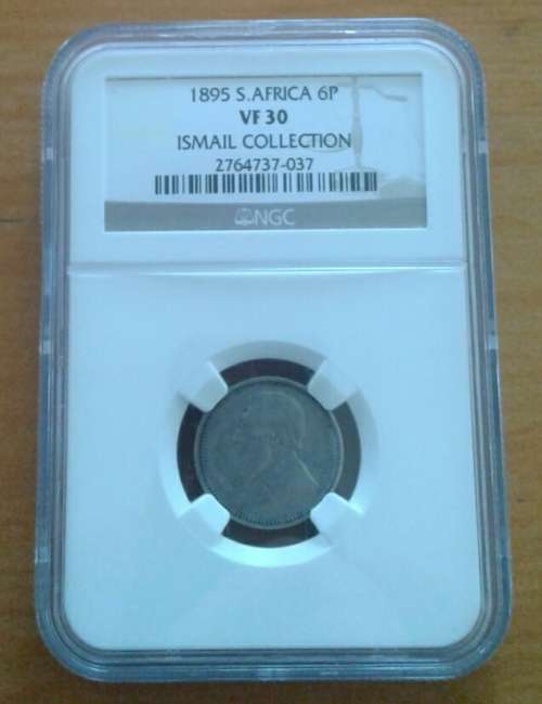 1895 ZAR Kruger silver sixpence NGC graded VF30 (Very Fine)