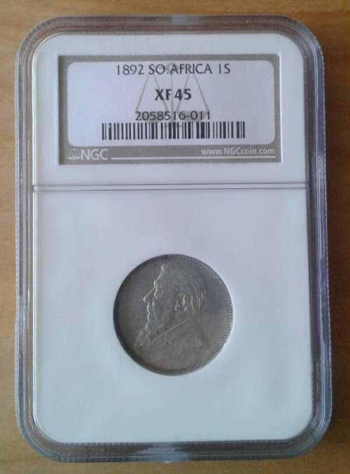 Higher grade 1892 ZAR Kruger silver shilling NGC XF45