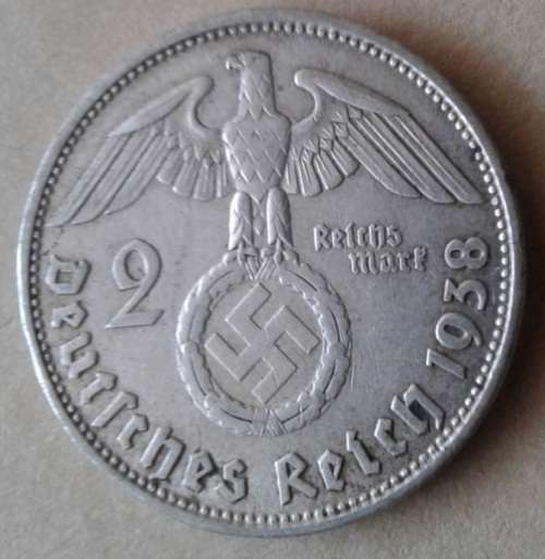 Nice 1938 B German silver 2 Reichsmark (Third Reich)