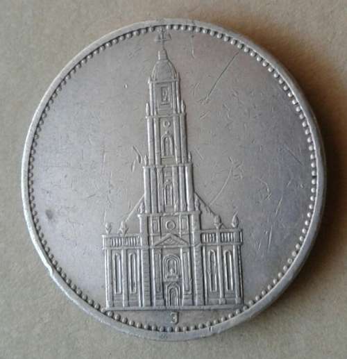 1934 J German silver 5 Reichsmark (Third Reich)