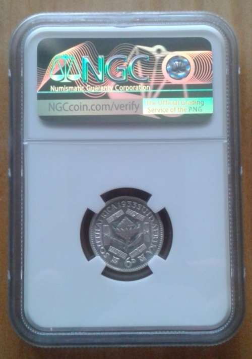 Excellent 1933 union silver sixpence NGC graded MS61 (Mint State)