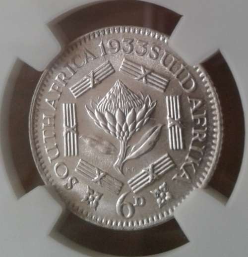 Excellent 1933 union silver sixpence NGC graded MS61 (Mint State)