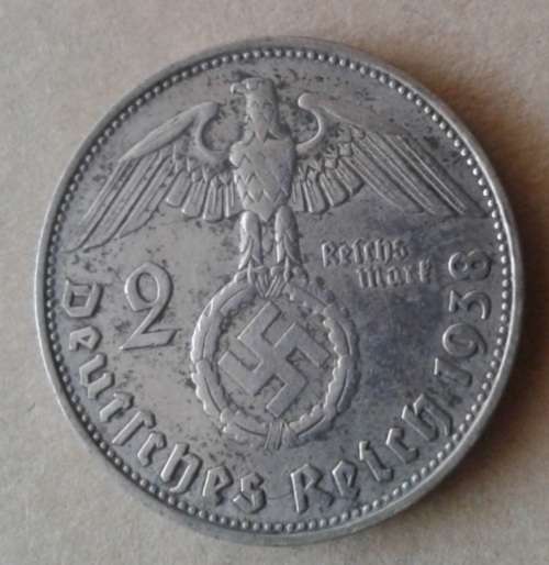 1938 J German silver 2 Reichsmark (Third Reich)