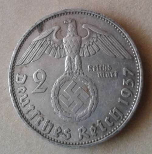Nice 1937 E German silver 2 Reichsmark (Third Reich)