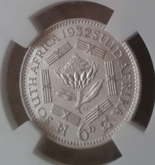 High grade 1932 union silver sixpence NGC AU55 (Almost Uncirculated)