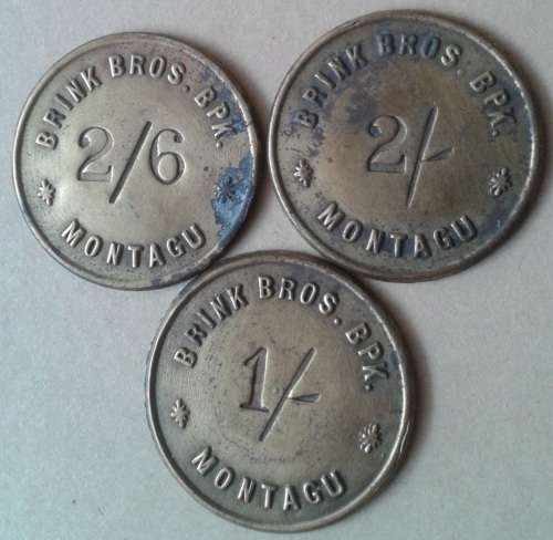 Set of 3 Brink Bros Montagu 1940's trade tokens