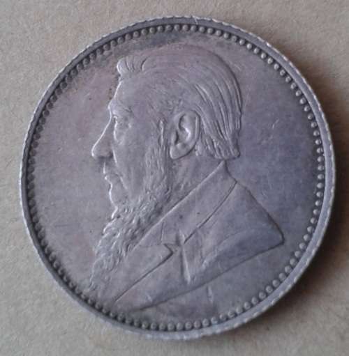 Higher grade 1896 ZAR Kruger silver sixpence in AXF