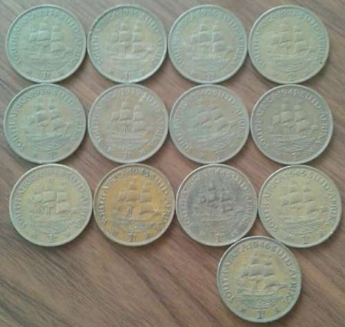 Lot of x13 union pennies in sequence 1934-1946