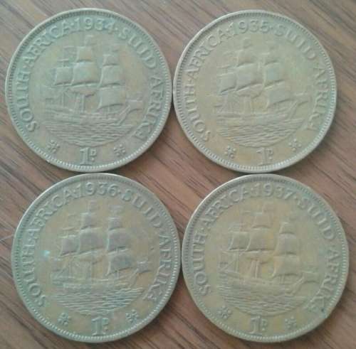 Lot of x13 union pennies in sequence 1934-1946