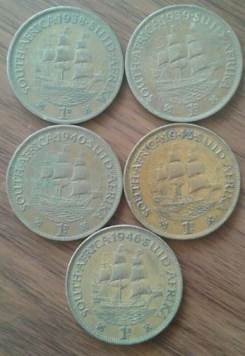 Lot of x13 union pennies in sequence 1934-1946