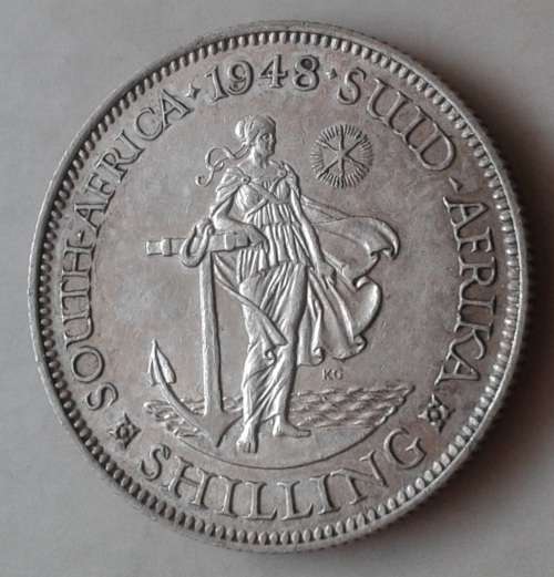 Rare 1948 union silver shilling in great condition (mintage: 4974)