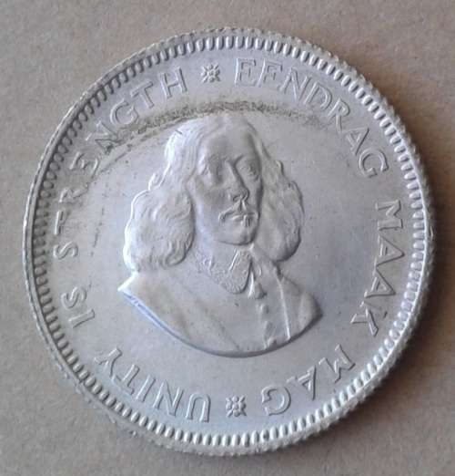 Uncirculated 1963 van Riebeeck silver 5c