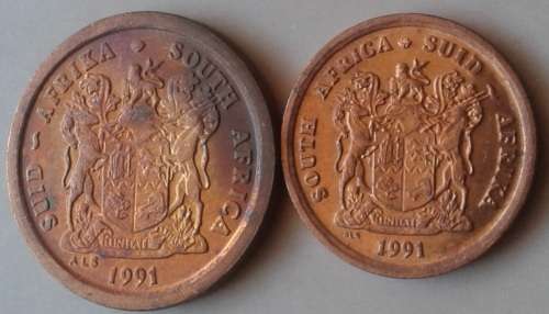 1991 Uncirculated 2c and 1c set