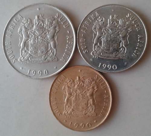 1990 Uncirculated set of 3 coins (50c-2c)