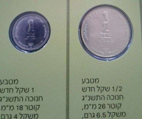 Israel 1992 uncirculated Hanukka gelt coin set in folder