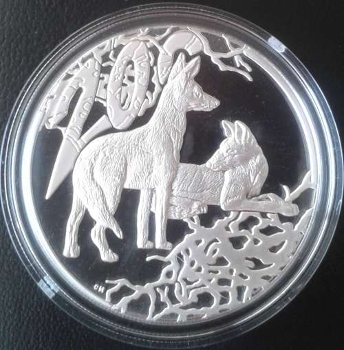 2006 S.A Wildlife Series proof 1oz silver 20c (Black-Backed Jackal)