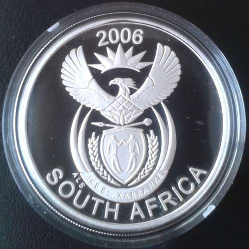 2006 S.A Wildlife Series proof 1oz silver 20c (Black-Backed Jackal)
