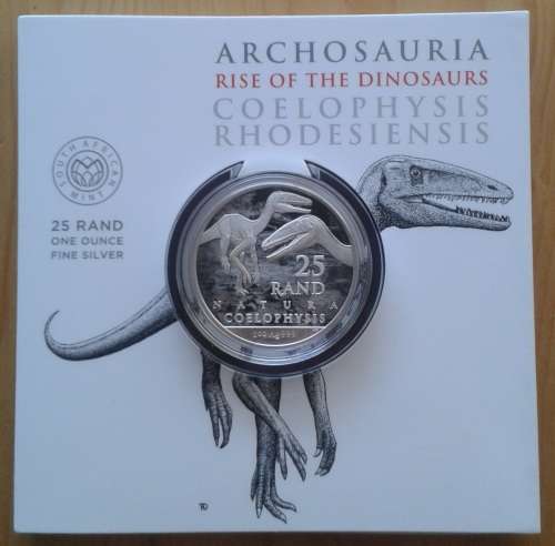 2020 Uncirculated 1oz silver R25 (Rise of the dinosaurs- Coelophysis Rhodesiensis)