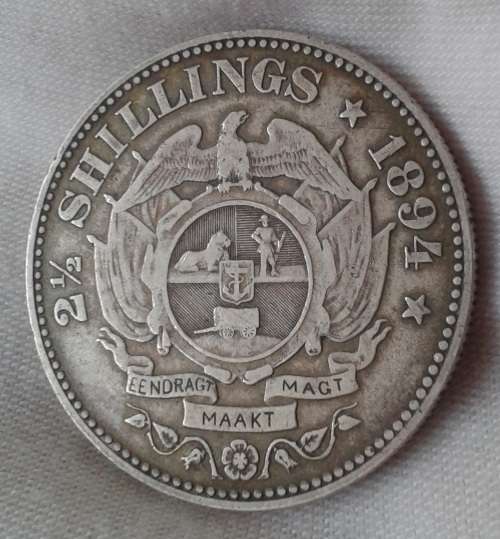 Nice 1894 ZAR Kruger silver 2 1/2 Shillings in VF+