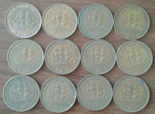 Lot of x12 union 1952 pennies