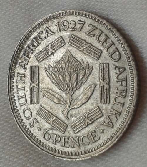 High grade 1927 union silver sixpence in XF