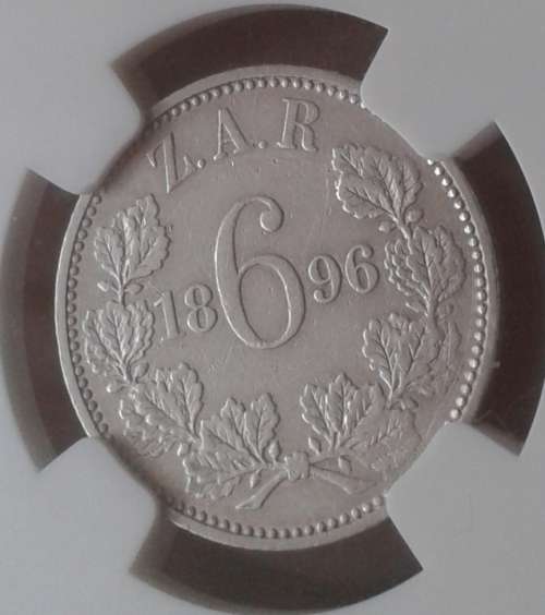 Nice 1896 ZAR Kruger silver sixpence NGC XF45