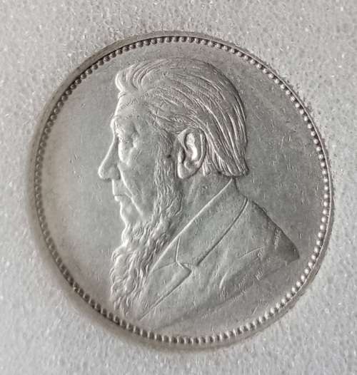 High grade 1897 ZAR Kruger silver shilling NNC AU55